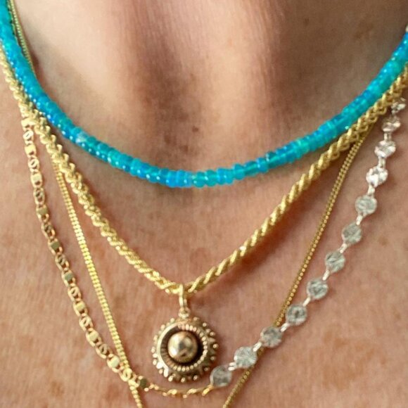 Blue Necklace STUNNING Necklace Ethiopian Paraiba Blue Beaded Fire Opal … - Picture 7 of 12